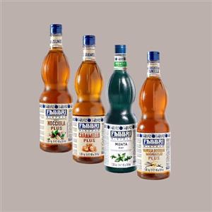 Lucgel Starter Set Iced Latte Fabbri con 4 Sciroppi 1 L e set 6 Bicchieri Latte, Lucgel