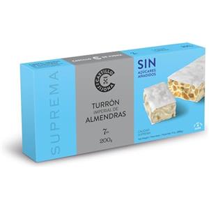 Castillo de Jijona - Torrone Imperiale Senza Zucchero 200gr - Torrone Senza Zucchero - Mandorla Seletta - Senza Glutine - Alta Qualità - 18 Mesi di Vita - Prodotto in Spagna (Jijona)