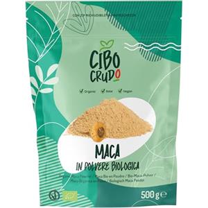 CIBO CRUDO crudo biologico vegan Maca Peruviana in Polvere Biologica e Pura - 500g. Polvere Estratta Dalla Radice di Maca Bio. Maca Andina Gialla dalle Ande del Peru. Peruvian Organic Maca Root Powder.