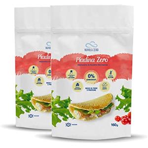 Nuvolazero Nuvola Zero - Preparato per Piadine in Polvere, 320g x 8 Piadine Keto Senza Glutine, Senza Lattosio, Senza Zuccheri, Senza Carboidrati, No lieviti, Made in Italy
