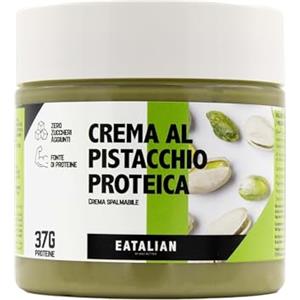 AMZ BETTER EATALIAN by AMZ BETTER Crema Proteica al Pistacchio, Deliziosa Crema Spalmabile dal Gusto Dolce e Unico, con 37 g di Proteine, Ideale su Pane, Ottima per Dubai Chocolate, 200 gr Made in Italy
