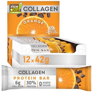 rice UP! eat smart rice UP eat smart Barrette Proteiche con Collagene al Gusto Caramello Toffee 12 x 42 g (12 x 42g, Arancia)