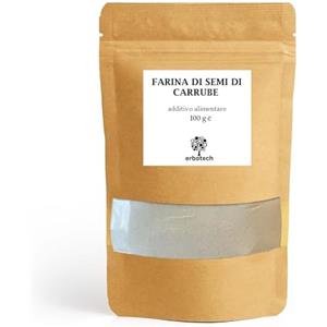 Erbotech, Farina di Semi di Carrube, Additivo Alimentare Ideale per la Creazione di Dolci come Gelati, Caramelle, Confetti e Prodotti da Forno Dolciari, 100% Naturale, 100 g