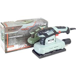 KOMBO - Levigatrice Orbitale 135W - 11.000 Giri/min, Piastra 90x187 mm, Oscillazione 2 mm, Flusso Continuo - Inclusi Foglio Abrasivo e Adattatore per Aspirapolvere