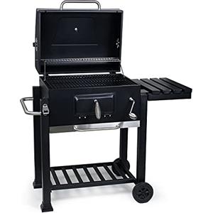 Wiltec Barbecue a carbone carrellato con coperchio termometro altezza carbone regolabile BBQ a carrello