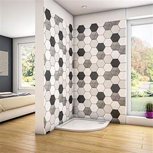 Mato Piatto Doccia Bianco Lucido Semicircolare 80x80cm in Pietra Artificiale Rivestito Gel Coat Ultra Slim 3 cm