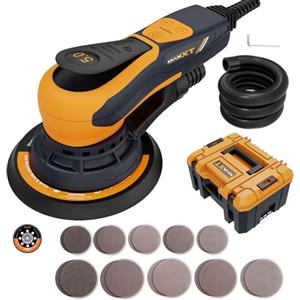 MAXXT Levitatrice orbitale 5,0mm brushless, Levitatrice elettrica 350W | 6 velocità regolabili (4000-10000) Incl. valigetta pratica, 20 fogli abrasivi | Frenata 2s| Per legno/mobili/pavimenti