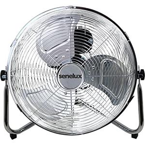 Senelux Ventilatore da pavimento, cromato da palestra, ventilatore da, elettrico portatile, per uso domestico/palestra/ufficio, 3 impostazioni di velocità con funzione di inclinazione