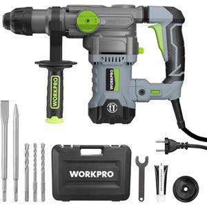 WORKPRO Martello Perforatore da 1500W, SDS Plus Mandrino, 4 Funzioni,0-930rpm,Accessori Ricchi, Adatti per la Decorazione della Casa e la Manutenzione delle Attrezzature ecc