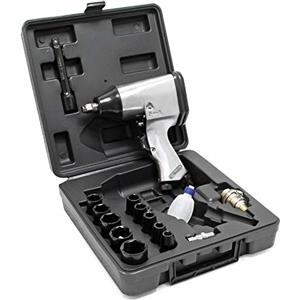 Wiltec Avvitatore pneumatico a pistola con accessori 320 Nm, rotazione a impulsi, ¼″ per compressore