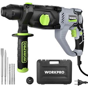 WORKPRO Martello Perforatore 1050W, SDS Plus Mandrino, 4 Funzioni,Accessori Ricchi, Adatti per la Decorazione della Casa e la Manutenzione delle Attrezzature