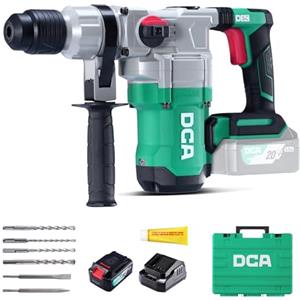 DCA Martello Perforatore a batteria 20V, 4,5 J e 3800 BPM, 4 pezzi da 28 mm SDS-Plus, trapano a Percussione ad alte prestazioni con controllo delle vibrazioni, batteria da 5,0 Ah, caricatore 4A
