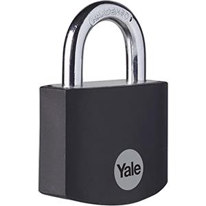 Yale Lucchetto in alluminio YE3B/38/119/1/BK nero, corpo 38mm, arco in acciaio, 3 chiavi