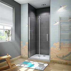 AICA Porta Doccia Per Nicchia Battente e Pieghevole a Libro Vetro 6mm Temperato Trasparente Anticalcare 70x185cm