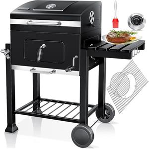 KESSER® Barbecue con Carrello XL Barbecue a carbonella con Coperchio, Ruote, Manico in Acciaio Inox, griglia e termometro a carbonella,Grande Barbecue a carbonella Barbecue da Campeggio