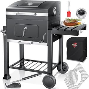 KESSER® Barbecue con Carrello XL Barbecue a carbonella con Coperchio, Ruote, Manico in Acciaio Inox, griglia e termometro a carbonella,Grande Barbecue a carbonella Barbecue da Campeggio