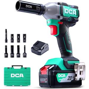 DCA Avvitatore a impulsi brushless 20V con batteria da 4,0Ah, attacco con anello da 1/2 pollice, avvitatore a impulsi senza fili, coppia elevata da 235 ft-lbs, 4 modalità per auto e fai-da-te ADPB320