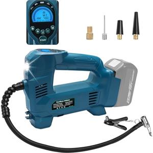 Powarobor Compressore/gonfiatore portatile Compatibile con batteria Makita 18V (batteria non inclusa, luce LED, 10,34 bar, 150 PSI, spegnimento automatico, adatto per auto, biciclette, motociclette)