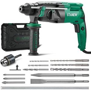 STANEW Martello Perforatore SDS Plus 950W, Martillo ligero 0-1150giri/min/5100BPM,4 funzioni e frizione di sicurezza, impugnatura girevole a 360°, velocità variabile, Calcestruzzo Acciaio, Legno (1)