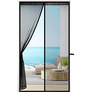 Cinkee Zanzariera Magnetica per Porta 75x210CM, Rete Fine Zanzariera Magnetica, Tenda Zanzariera Porta con Totalmente Calamita, si Chiude da Sola per Balcone, Installazione Facile(Nero)