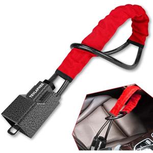 Tevlaphee Blocca Sterzo Automobile, Antifurto Auto, Bloccasterzo Auto, Testa in Metallo, Alta Visibilità, Robusto, Universale, 3 Chiavi(Rosso)