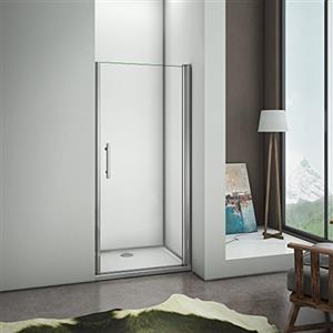 AICA ITALY 187 cm Porta Doccia Per Nicchia Apertura Battente Vetro 6 mm Temperato Trasparente Anticalcare Telaio Cromo Lucido larga 76 cm
