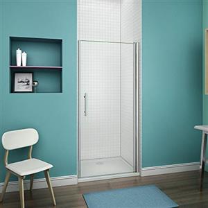 AICA Box Doccia Per Nicchia Porta Battente Vetro 6 mm Temperato Trasparente Anticalcare Telaio Cromo Lucido 76x197cm