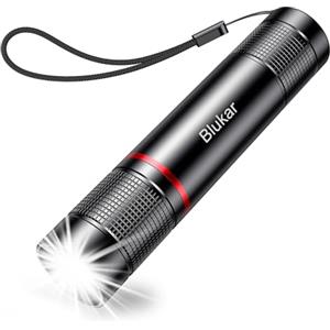 Blukar Torcia LED Ricaricabile, Super Luminoso Torcia Elettrica, 4 Modalità di Illuminazione, Alta Potente, Zoomabile, Portatile per Campeggio/Escursionismo/Emergenza/Interruzione di Corrente