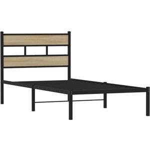 vidaXL Telaio letto in metallo senza materasso rovere Sonoma 80 x 200 cm