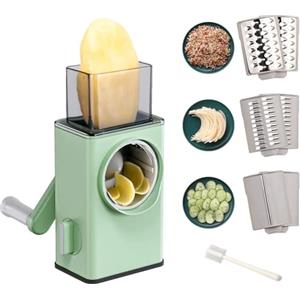 MAGIC SELECT Tritaverdure a Mandolina da Cucina. Tamburo Tagliaverdure, 3 Lame In Acciaio Inox. Grattugia Rotativa per Formaggio, Trita Patate (Tritate, Affettate, Julienne).