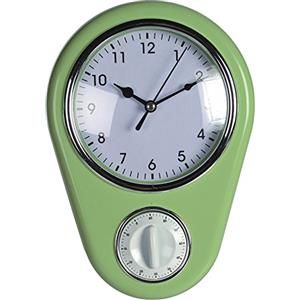 ootb Orologio da parete "Kitchen" in stile retrò anni '50, con timer, verde