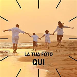 Stileitaliano Orologio da Parete personalizzato in legno moderno con Trattini Neri Orologi a muro con foto stampa fotografica 25cm x 25cm Quadrato Idea Regalo per la Casa