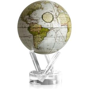 MOVA Globes Bianco Cassini Antico Classico (4,5") | Mappamondo Auto-Rotante a Energia Luminosa |Silenzioso, Senza Batterie né Fili |Decorazione da Scrivania o Idea Regalo Globo Spazio