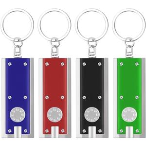 flintronic 4 Pezzi Mini Torcia Portachiavi, Mini Torcia Led, Torcie Tascabile Per Bambini, 12 Lumen Quadrata Portachiavi Torce Luce per Attività All'aperto, Campeggio, Escursionismo