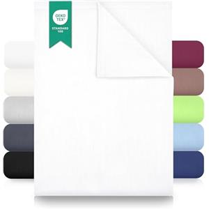 GREEN MARK Textilien lenzuolo piano 100% cotone - Lenzuolo classico senza elastico, morbido sulla pelle, facile da mantenere, lavabile ad alta temperatura - Bianco - 140x200 cm