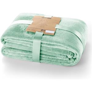 DecoKing Coperta Plaid Pile 70 x 150 cm per Letto Singolo Calda Accogliente e Spessa in Morbido Velluto Per Letto Divano Sedia Tutte le Stagioni Menta Mic
