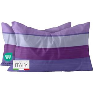 Dorian Home - Federe Cuscino Letto 50x80 Cotone 100% Puro, Morbido e Certificato, Coppia di 2 Federe Abbinate da Aggiungere al Set Copripiumino, Federa Cuscini 4 Stagioni con Comoda Patella di 18 cm