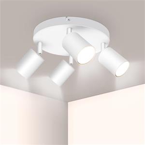 Ketom Lampada Faretti da Soffitto Orientabili, GU10 Faretti LED da Soffitto Bianco, Rotonda Moderna Plafoniera LED Faretti 4 Luce, Faretto da Parete Interno per Cameretta, Cucina, Senza Lampadina