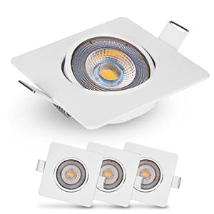 EMOS Exclusive Faretti LED da Incasso per Cartongesso 5W / 450 Lumen | Faretti da Incasso 3000k Luce Bianco caldo | Set di 3 pezzi Spot LED Orientabili a 50°, quadrato e Ultra Piatti in Bianco