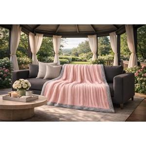 B O S A L O N I Plaid XL 150x200 cm BOSALONI HOME Home Edition, Coperta Grande per Letto Matrimoniale e Divano, Morbida e Calda in Microfibra Premium, Copriletto Invernale Elegante (Rosa)