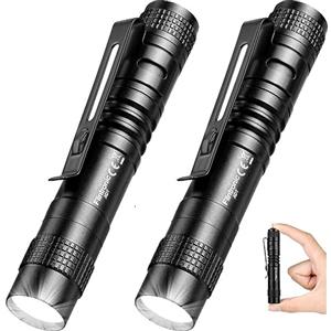 flintronic Torcia LED Portatile 3W- 2 Pezzi 100 Lumen Mini LED - Luce Emergenza o Lavoro Tascabile in Alluminio, Impermeabile Torcia a Penna flashlight per Escursione di Campeggio