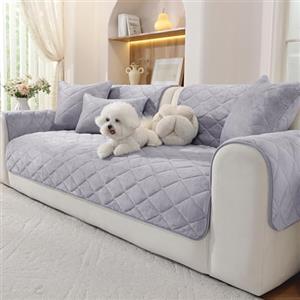 Ystyle Copridivano in Pile Morbido, Telo Copridivano Antiscivolo Antimacchia e Lavabile, Fodera per Divano 1/2/3/4 Posti con Penisola, Tessuto Super Morbido Universale (Grigio Chiaro, 70x210cm)