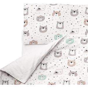 FlyIdeas Set Lenzuola Copripiumino & Copricuscino Bambino 120x150 cm / 40x60 cm per Culle e Lettino/Letto Singolo Neonati, 100% Morbido Cotone Certificato