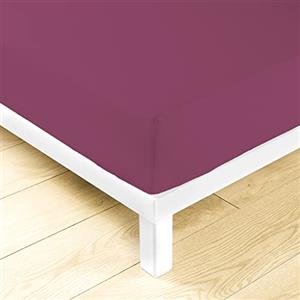 LARA MORADA - Lenzuolo Sotto Con Angoli Matrimoniale Elasticizzati, 100% Cotone, Made In Italy, Tinta Unita, Per Letto Matrimoniale 2 Posti, 180cmx200cm + 25cm, (Viola, Misura Francese)