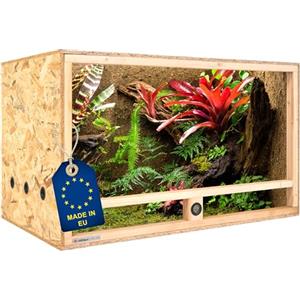 ITA Terrario in Legno 100x60x60 cm con Ventilazione Laterale e igrometro Integrato - Terrario in Legno OSB-3 - per rettili, Serpenti, Anfibi - Prodotto UE, Certificato FSC