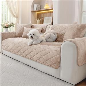 Ystyle Copridivano in Pile Morbido, Telo Copridivano Antiscivolo Antimacchia e Lavabile, Fodera per Divano 1/2/3/4 Posti con Penisola, Tessuto Super Morbido Universale (Champagne, 70x70cm)