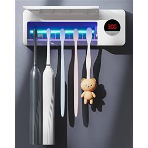 DSHOW Spazzolino Igienizzante UV da Bagno, Montaggio a Parete Sterilizzatore, Carica 2000mAh, Funzione di Cronometraggio, Organizer per Spazzolino da Denti (Bianca)