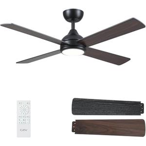 CJOY Ventilatore da Soffitto con Luce 4 Pale, 122cm Ventilatore da Soffitto con Luce e Telecomando, 6 Velocità, Silenzioso Reversibili CC, 3 CCT Dimmerabile, Modalità Sleep, Timer, Due Colori Legno