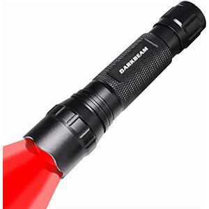 DARKBEAM Torcia a luce rossa luminoso LED USB ricaricabile, Torce rossa portatile zoom per caccia notturna, osservazione, pesca, astrofotografia, osservazione delle stelle, soccorso, con clip