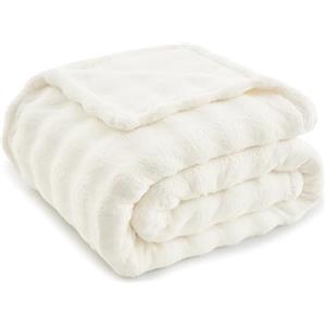 Topfinel Plaid Matrimoniale,Coperta Pile Termica Pelosa Morbida,Calda e Confortevole,OEKO-TEX,Coperta Letto Singolo,Adatta per Divano, Letto e Picnic,130 x 150 CM,Bianco